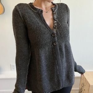 Miss Me gray/brown babydoll cardigan sweater. Size medium.